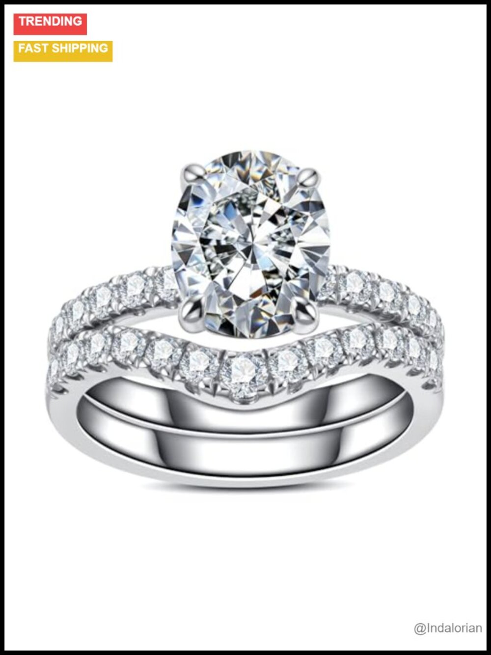 Pear Oval Cut Moissanite Bridal Set 3CT D VVS1 925 Sterling Silver Ring